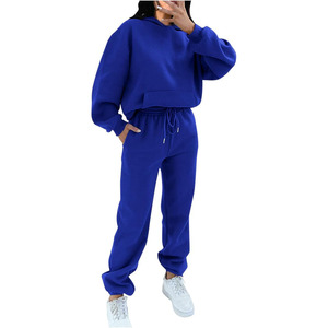 Survêtement Baggy en coton polaire Polyester pour femmes 500 GSM poids lourd confortable surdimensionné motif solide grande taille pour l'hiver - Product Image 1