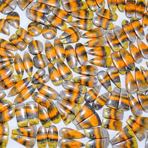 Highest Looking Bumble <b>Bee</b> Jasper Cabochon Stone15mm to 40mm Bumble <b>Bee</b> Jasper Pair Gemstone for Yellow Day Special <b>Jewelry</b> - Product Image 4