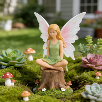 Harz-Blumenfeen-Gartenfigur |   Verzauberter Engel-Feenfigur mit Laterne & Fuchs-Figur |   Meditierende Fee auf Baumstumpf-Skulptur