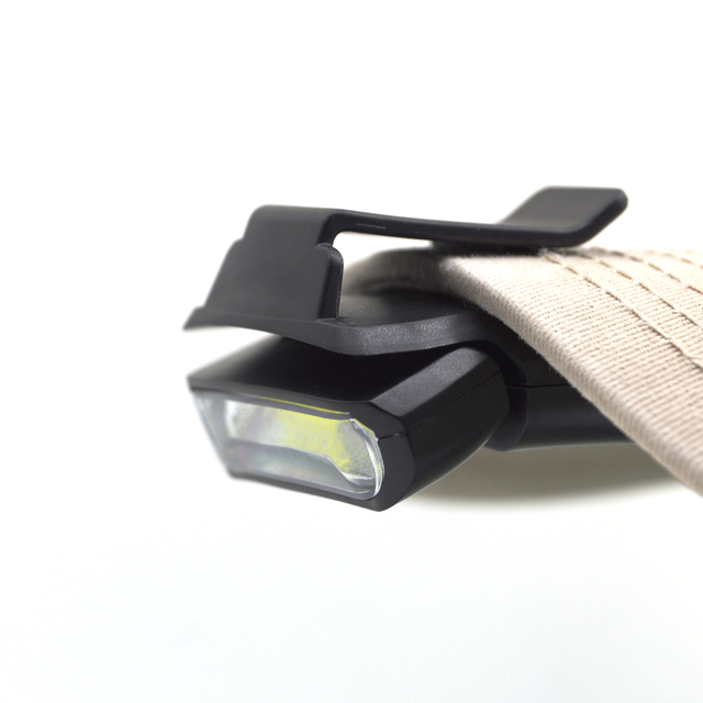 LED COB Headlamp Strap Clip Flashlight IP33 Rated 6000K Daylight Button Cell Battery for Camping Hunting & Fishing