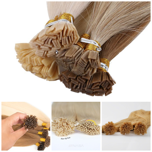 100% Extensions de cheveux humains Remy brun clair pointe plate permanente, douce - Product Image 1