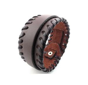 Pulsera ancha deportiva trenzada de cuero genuino Punk, brazaletes de moda para hombres y mujeres - Product Image 1