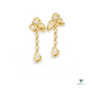 Pendientes de Oro Amarillo de 1.78ct con Diamantes Cultivados en Laboratorio en Forma de Pera y Ovalados, en Oro Sólido de 14K, Pendientes de Diseño Escalonado con Múltiples Piedras para Mujer - Product Image 3