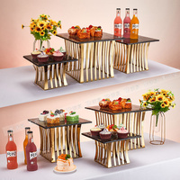 Support à thé de l'après-midi décoratif en acier inoxydable pour mariage, support de service de banquet, support doré, rehausseurs de table, buffet de desserts, présentoir alimentaire