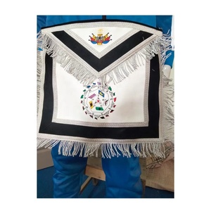 Scottish Rite 32nd Degree <b>Apron</b> With Embroidery Collar & Cuff's <b>Black</b>- Silver Hse - Product Image 3