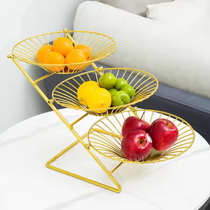 Bol à fruits simple nordique noir doré Panier à fruits multicouche Panier de rangement pour assiette à bonbons en fer - Product Image 1