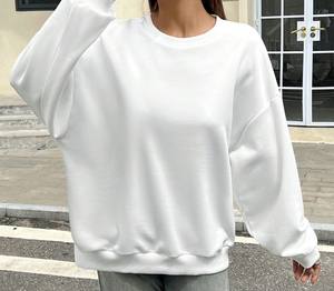 Mujeres Otoño Invierno Color sólido sudadera suelta Fit manga larga pulóver Casual cuello redondo ropa deportiva Tops - Product Image 3