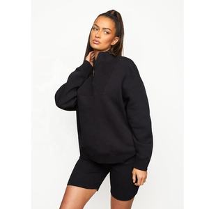 เสื้อสเวตเชิ้ตมีซิปสำหรับผู้หญิงสำหรับออกกำลังกายฟิตเนสผ้าฝ้าย1/4แบบกำหนดเอง - Product Image 2