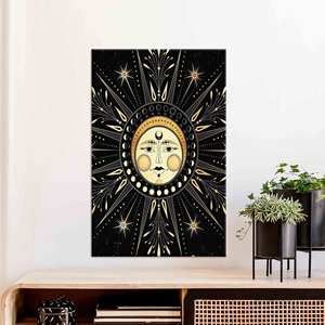Décoration zodiacale Soleil Céleste : Tableau sur toile imprimé pour une élégance cosmique, encadré style galerie - Product Image 1