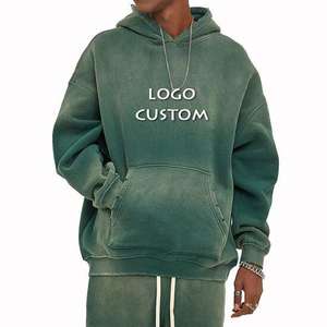 Sudaderas con capucha Vintage lavadas con ácido de gran tamaño grueso algodón Unisex de alta calidad Sunfaded logotipo personalizado bordado Sudadera con capucha - Product Image 4