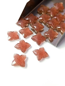 Quartz fraise rose naturel trèfle à quatre feuilles breloques en forme de Quartz sculpté à la main perles de pierres précieuses à facettes pour la fabrication de bijoux en vrac - Product Image 2
