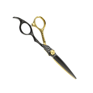 Tijeras de corte de pelo de color dorado y negro, tijeras de corte de pelo de acero metálico, tijeras de peluquero afiladas con tornillo elegante - Product Image 3