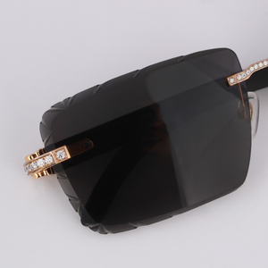 Mới nhất mang nhãn hiệu tùy chỉnh Iced Kính Bling moissanite kim cương UV400 nửa rim Kính mát cho nam giới phụ nữ sang trọng hộp bảo vệ. - Product Image 4