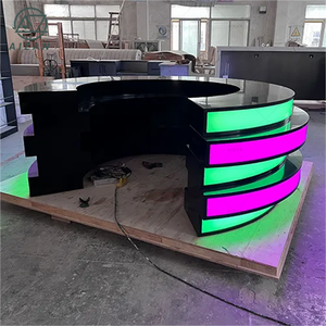 Estación DE TRABAJO DE MESA DE NOTICIAS DE TV de escritorio de ancla de noticias LED curvada de diseño moderno para consola de transmisión de estación de Radio para estudios de noticias - Product Image 6