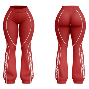 Pantalones de Yoga de Lujo de 260 GSM, de Poliéster y Elastano, Color Marrón, Tejido de Soporte, Diseño de Panel Lateral Moldeador, Estampado por Sublimación - Product Image 4