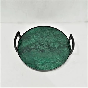 Elegant Marble Serving <b>Tray</b> Durable Brass Handle Latest Design Wide Sturdy Base Attractive Dishwasher Microwave Safe Commercial - Product Image 4