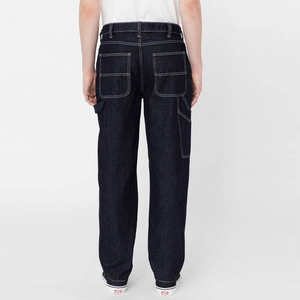 Jeans de Mezclilla para Hombre, Corte Ancho, de Algodón y Elastano, Transpirables, Estilo Urbano, Lavado Sólido, para Invierno, Fabricante Personalizado - Product Image 2