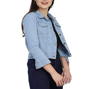 New Arrival <b>Jeans</b> Jackets Solid Color Casual <b>Jeans</b> Jacket Breathable Covered Button Denim Jackets For Women - Product Image 4