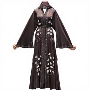 Abaya pour femmes, best-seller, de haute qualité, faite à la main, à manches longues, vintage, modeste, avec des perles décoratives, en tissu Nida premium - Product Image 2