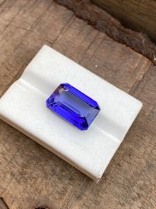 Piedra preciosa certificada de tanzanita de 14,45 quilates Natural, piedra preciosa suelta de zoisita de corte esmeralda Octágono con lupa limpia para joyería - Product Image 2