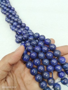 Perles de cristal bleu lapis-lazuli naturelles, rondes et lisses, pour la fabrication de bracelets - Matériaux de bijouterie de qualité supérieure AAA - Product Image 3