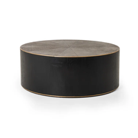Table basse moderne de luxe plaquée or, base noire, plateau en marbre blanc, qualité supérieure, options personnalisables pour le salon