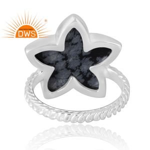 Meilleure vente 925 argent Sterling naturel flocon de neige obsidienne bague en pierres précieuses bijoux personnalisés pour les femmes cadeau pour elle - Product Image 2