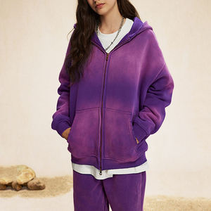 Sudaderas con capucha para hombre con logotipo personalizado 100% algodón lavado con ácido Sun Fade Sudadera con capucha y cremallera jersey de gran tamaño Sudadera con capucha de peso pesado para hombre - Product Image 6