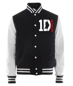 Men's <b>Leather</b> Varsity <b>Jacket</b> with Logo Patch <b>Long</b> Sleeves Fur Decoration for Winter Sport Work School Baseball-Letterman Style - Product Image 1