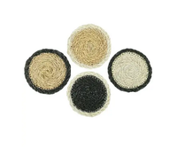 Tapis de table écologiques 100 % naturels en jute classique faits à la main, à prix abordable, avec corde de coton ronde et coussinets en jonc de mer