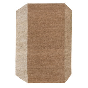 พรมทอมือสีเบจและสีน้ำตาล ทำจากปอกระเจาและป่าน รูปทรงสี่เหลี่ยมผืนผ้า สีพื้น สำหรับบ้านและทางเดิน ห้องนั่งเล่น-PKJT-41 - Product Image 1