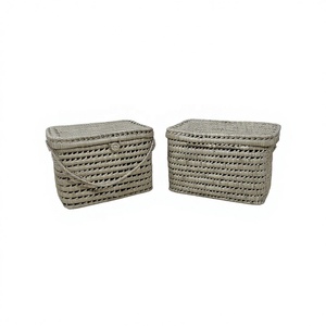 Cesta de Almacenamiento de Hojas de Palma Marroquíes Hechas a Mano al por Mayor, Cesta Tejida Natural con Asa para Ropa, Ecológica y Ahorradora de Espacio para el Hogar - Product Image 1