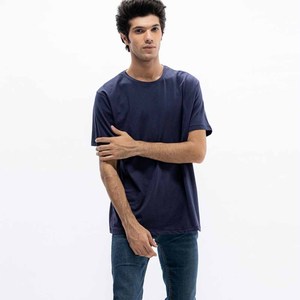 Camisetas azul marino con cuello en V personaliza tu propio logotipo estampado o bordado camiseta al por mayor - Product Image 5