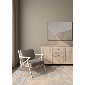 Tapis en laine et soie de bambou noué à la main, motif abstrait gris et noir pour usage domestique - LRB(1681) - Product Image 5