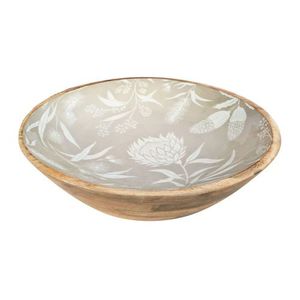 Ensaladera de madera decorativa esmaltada hecha a mano de 2 piezas, cuenco de madera de mango de diseño impreso personalizable para uso multiusos - Product Image 5