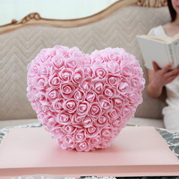 Noël Saint Valentin Cadeau Rose Roses Artificielles En Forme De Coeur PE Mousse Fleurs Roses Coeur avec Boîte Cadeau