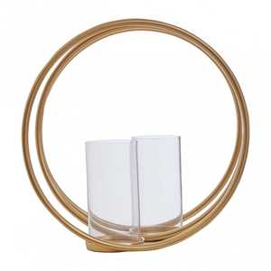 Portavelas decorativo de metal único dorado - Product Image 2