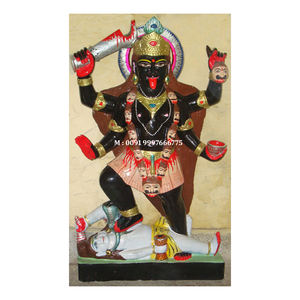 รูปปั้นเทพีกาลีมาต้า ทำจากหินอ่อนสีดำ สวยงามโดดเด่น ผลิตด้วยมืออย่างทนทาน ใช้สำหรับตกแต่งวัด - Product Image 1