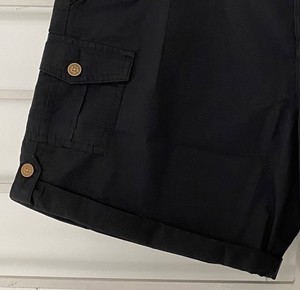 Short Cargo décontracté pour hommes 100% coton couleur unie taille moyenne fermeture à glissière fermeture à braguette bouton élastique tissu sergé tissé teint en tissu uni - Product Image 4