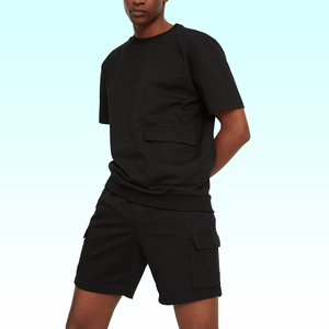 Ropa de calle personalizada 100% algodón para hombre, chándal de gran tamaño con bordado desgastado, Conjunto de camiseta y pantalones cortos lavados con ácido para el verano
 - Product Image 1