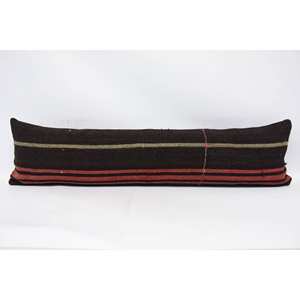 Brown <b>Tartan</b> Wool Kilim Pillow 12x48 Inches Luxury Woven Embroidered Vintage Square Design for <b>Bedding</b> Portable Christmas - Product Image 1