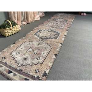 3x11.5 ft Turkish Rug, Herki Rug, <b>Brown</b> Ombr Rug <b>Wool</b> - Product Image 5