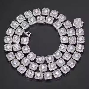 Chaîne à maillons cubains de luxe en or rose 14 carats pour hommes, chaîne hip hop entièrement glacée en diamant de laboratoire, cadeau pour les fiançailles de mariage - Product Image 1