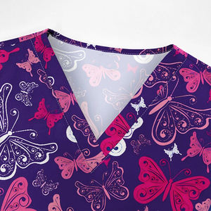 Col en V imprimé sur mesure et extensible dans les quatre sens Uniformes de soins infirmiers médicaux pour salon de beauté pour femmes Hauts de gommage imprimés pour les hôpitaux - Product Image 3