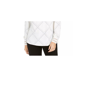 Cardigan da Donna Charter Club a Quadri Bianchi, Taglia Grande, Stile Vintage Casual con Bottoni, Lungo per Primavera e Inverno - Product Image 3