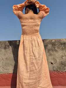 ชุดเดรสยาวผ้าฝ้ายลายสก็อตย้อมสีพื้น ทำมือ ระบายอากาศได้ดี ซักได้ น้ำหนักเบา เหมาะสำหรับงานปาร์ตี้สำหรับผู้หญิง บริการ OEM - Product Image 2