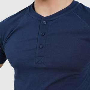 M024 Performance Fitness T-Shirt Navy <b>Slim</b> <b>Fit</b> Gym Workout Shirt with Short Sleeves Solid & Logo Pattern Knitted Fabric - Product Image 6