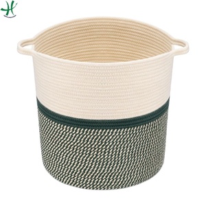 ตะกร้าสานทำจากผ้าฝ้ายขนาดใหญ่พิเศษพร้อมที่จับพับได้ทำด้วยมือสำหรับเก็บของเล่นสำหรับเด็กเล็ก - Product Image 1