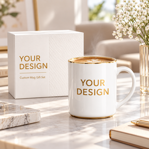 Set Regalo di <span class=keywords><strong>Tazze</strong></span> in Ceramica Personalizzate con Logo, Tazza da Caffè <span class=keywords><strong>Bianca</strong></span> di Lusso con Confezione Regalo, OEM ODM per Omaggi Aziendali - Product Image 3