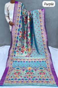 Couleur étonnante Beautiful Occasional Wear Premium Loom Silk Saree Blouse Avec Tissage Travail Indien Exportateur Et Fournisseur À Vendre - Product Image 4